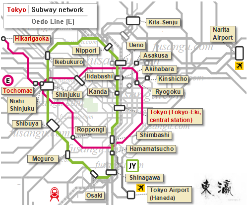 Map of Tokyo Toei Oedo Line