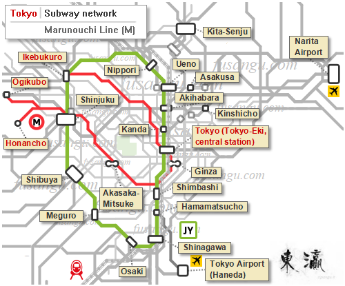 Map of Tokyo Metoro Marunouchi Line