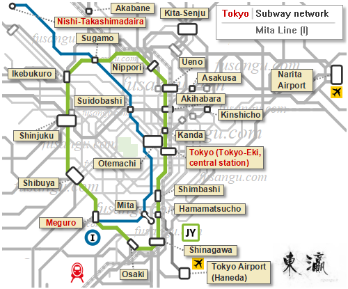 Map of Tokyo Toei Mita Line