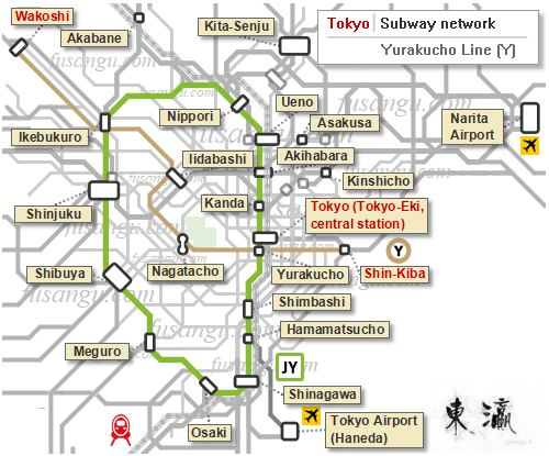 Map of Tokyo Metoro Yurakucho Line